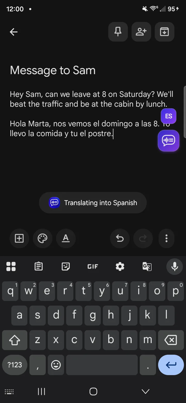 Easy Talk translating dictated speech into Spanish